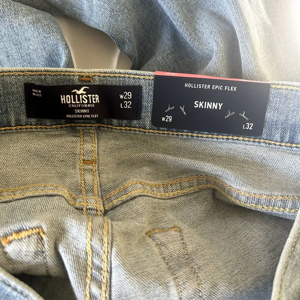 New HOLLISTER Jeans‎ Mens 29W x 32L Skinny Epic Flex Blue Stretch Classic Modern